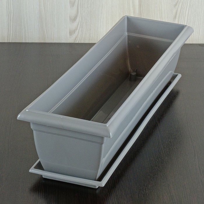 Балконный ящик 585 ( 600 ) мм. V-10 л., дымчатый серый, ЯБ 585 ДСЕ, Сантино Ру.
