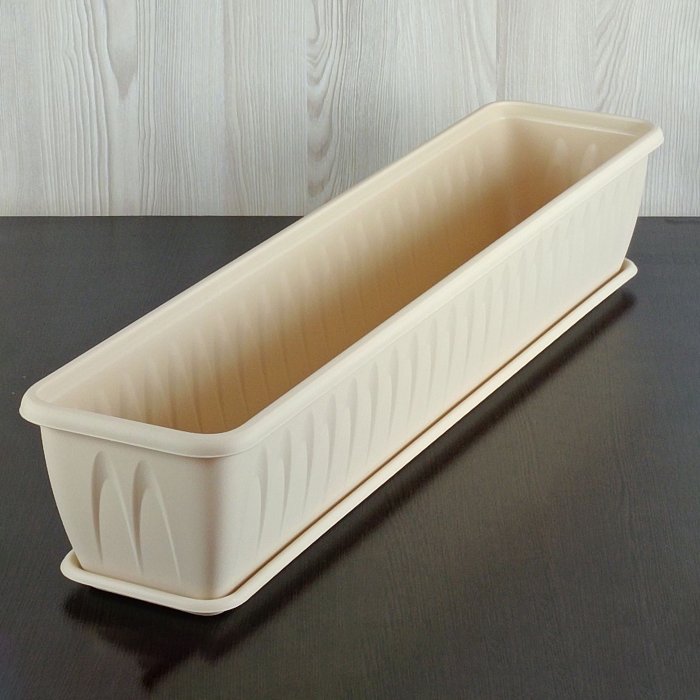 Балконный ящик "Алиция" 800 мм. (800x185x155 мм.) с поддоном, белая глина. Арт.М3216. М-пластика.