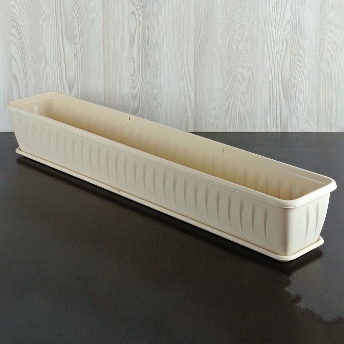 Балконный ящик "Алиция" 1000 мм. (1000x185x155 мм.) с поддоном, белая глина. Арт.М3218. М-пластика.