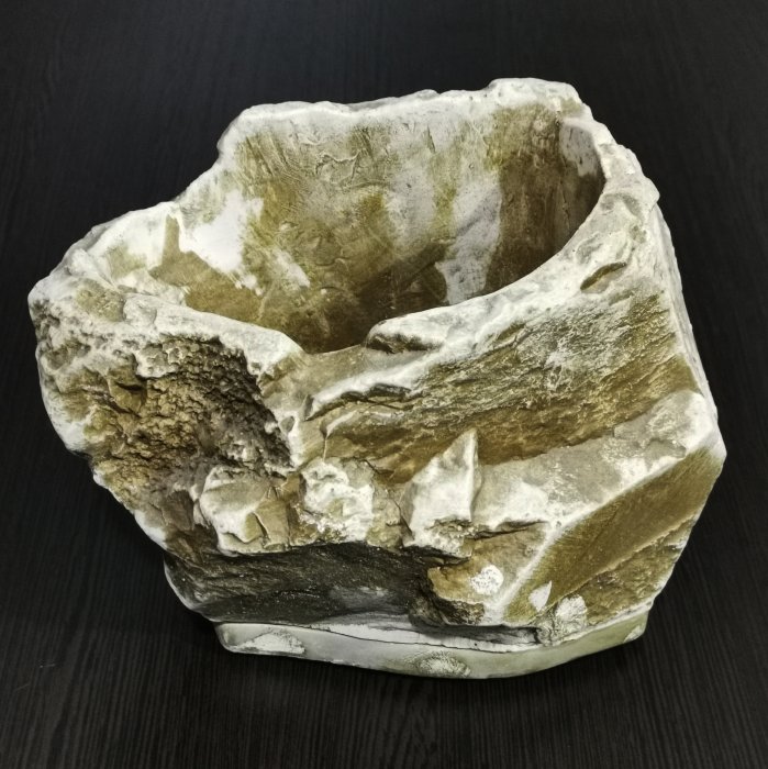 Керамический горшок с поддоном "Камень горный Эверест", (тем/песч), с поддоном 22*16/h15см. КМ07-2