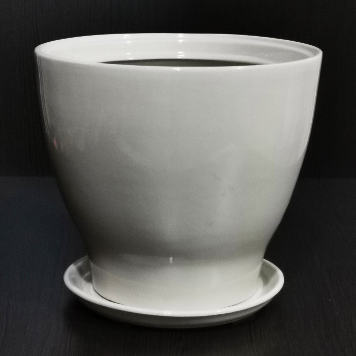 Керамический горшок "Конус белый", D-30 см. Арт.300 (ас). Сады Аурики.