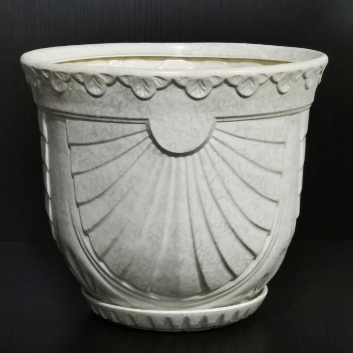 Керамический горшок с поддоном "Бастон большой", 1 сорт, белый. Котовская керамика.