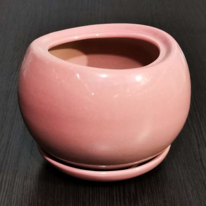 Керамический горшок с поддоном "Адель №3", 1 сорт, розовый. Котовская керамика.