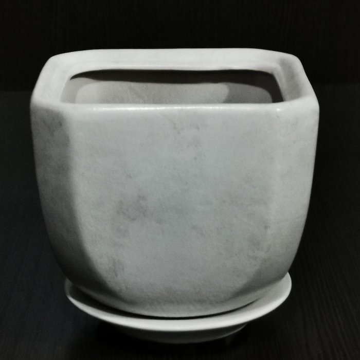 Керамический горшок с поддоном "Жасмин №2", 1 сорт, белый. Котовская керамика.
