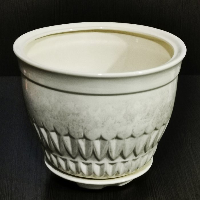 Керамический горшок с поддоном "Балеро №1", 1 сорт, белый.