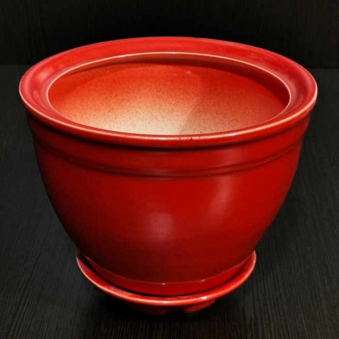 Керамический горшок с поддоном "Люкс №2", 1 сорт, красный. Котовская керамика