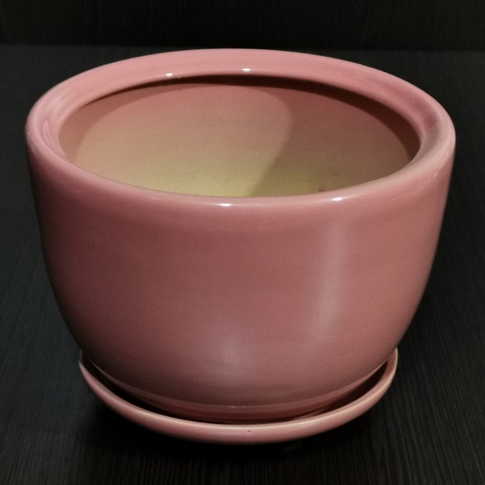 Керамический горшок с поддоном "Палитра №3", 1 сорт, розовый. Котовская керамика.