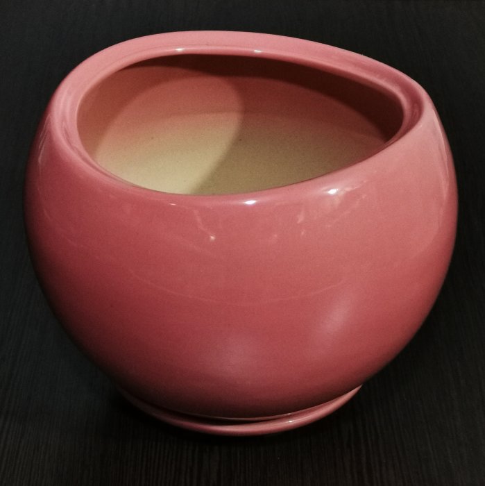 Керамический горшок с поддоном "Адель №2", 1 сорт, розовый. Котовская керамика.