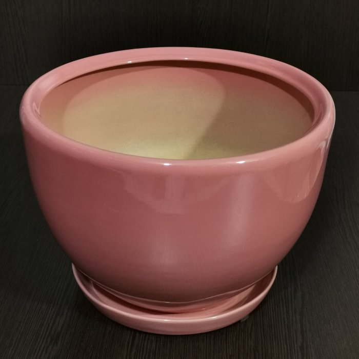 Керамический горшок с поддоном "Палитра №1", 1 сорт, розовый. Котовская керамика.