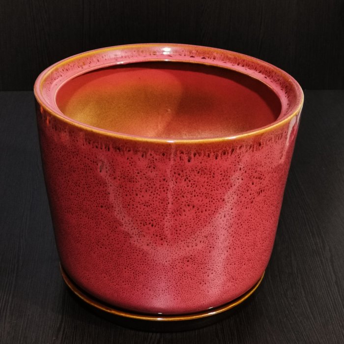 Керамический горшок с поддоном "Лира №1", 1 сорт, розовый люкс. Котовская керамика.