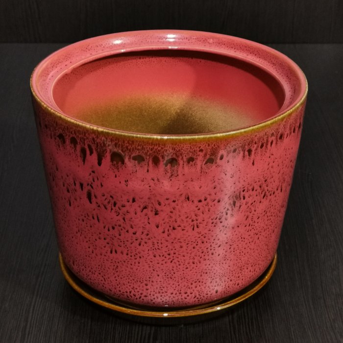 Керамический горшок с поддоном "Лира №2", 1 сорт, розовый люкс. Котовская керамика.
