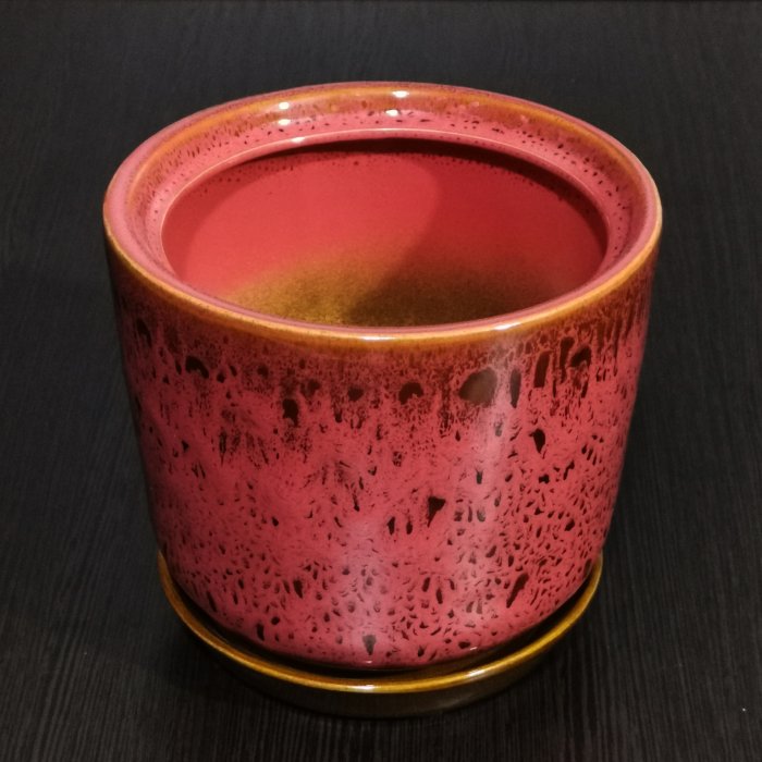 Керамический горшок с поддоном "Лира №3", 1 сорт, розовый люкс. Котовская керамика.