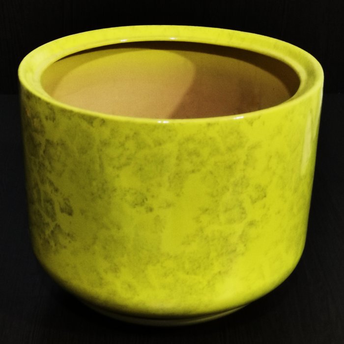 Керамический горшок с поддоном "Орфей №1", 1 сорт, желтый. Котовская керамика.