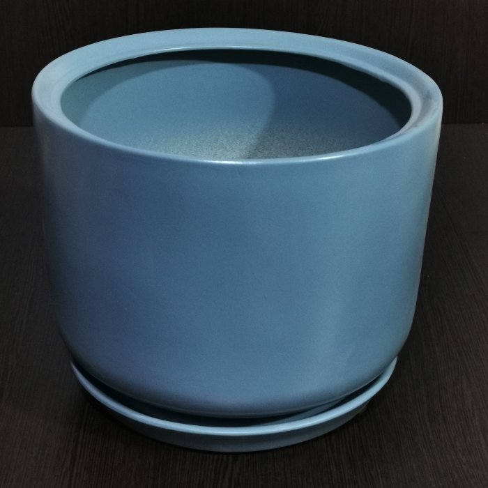 Керамический горшок с поддоном "Орфей №1", 1 сорт, голубой. Котовская керамика.