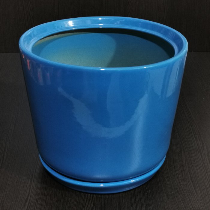 Керамический горшок с поддоном "Лира №1", 1 сорт, голубой. Котовская керамика.