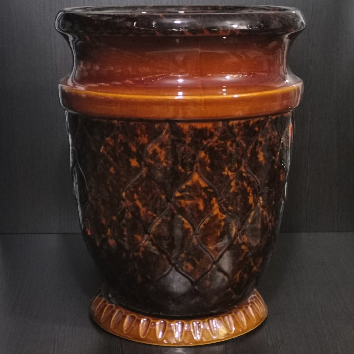 Керамический горшок с поддоном "Кумир большой", 1 сорт, коричневый. Котовская керамика.