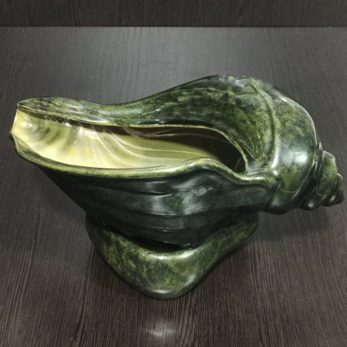 Керамический горшок с поддоном "Улитка средняя", 1 сорт, зеленый.