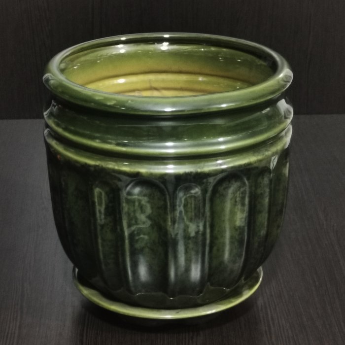 Керамический горшок с поддоном "Гранд №1", 1 сорт, зеленый.
