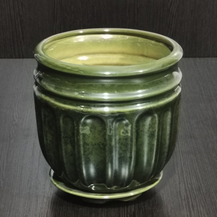 Керамический горшок с поддоном "Гранд №2", 1 сорт, зеленый.