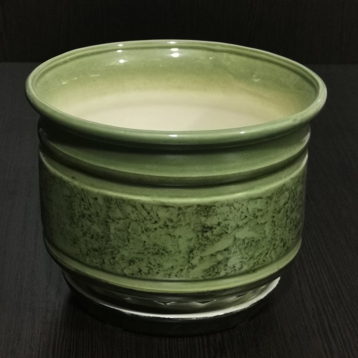 Керамический горшок с поддоном "Уют №3", 1 сорт, зеленый. Котовская керамика.