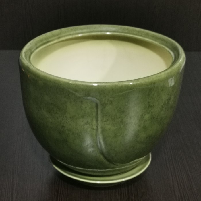Керамический горшок с поддоном "Жемчужина №2", код 243898, 1 сорт, зеленый.
