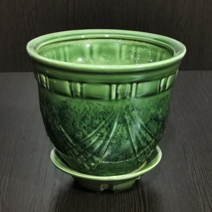 Керамический горшок с поддоном "Мирида №3", 1 сорт, зеленый.