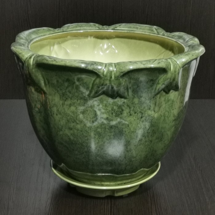 Керамический горшок с поддоном "Аметист №1", 1 сорт, зеленый. Котовская керамика.