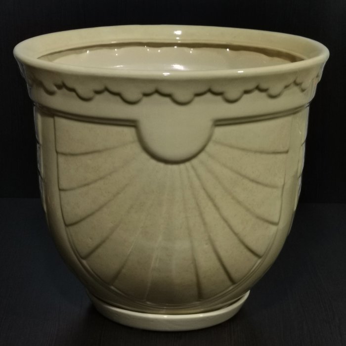 Керамический горшок с поддоном "Бастон №1", 1 сорт, бежевый. Котовская керамика.