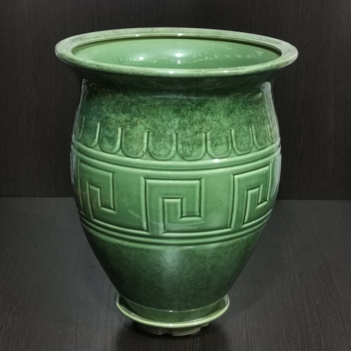 Керамический горшок с поддоном " Аттика малый", 1 сорт, зеленый. Котовская керамика.