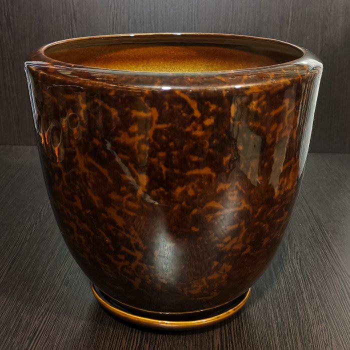 Керамический горшок с поддоном "Успех №1", 1 сорт, коричневый. Котовская керамика.
