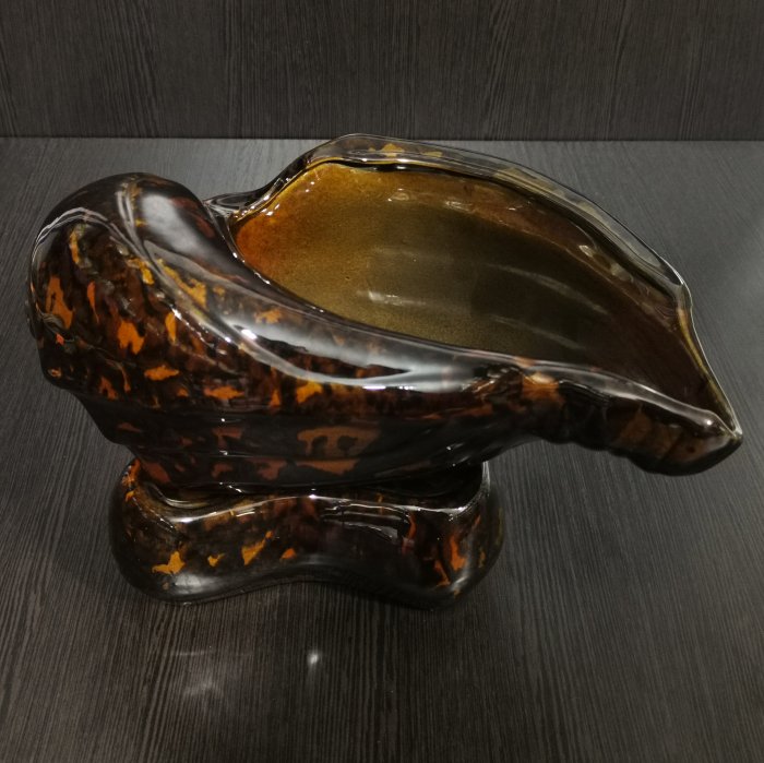 Керамический горшок с поддоном "Улитка средняя", 1 сорт, коричневый.