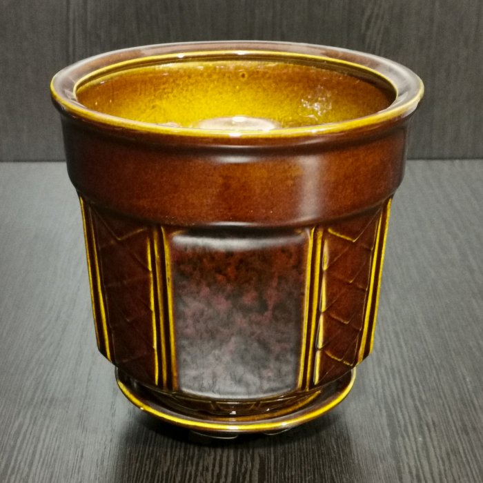 Керамический горшок с поддоном "Дельта №4", 1 сорт, коричневый. Котовская керамика.
