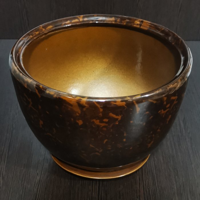Керамический горшок с поддоном "Палитра №1", 1 сорт, коричневый. Котовская керамика.