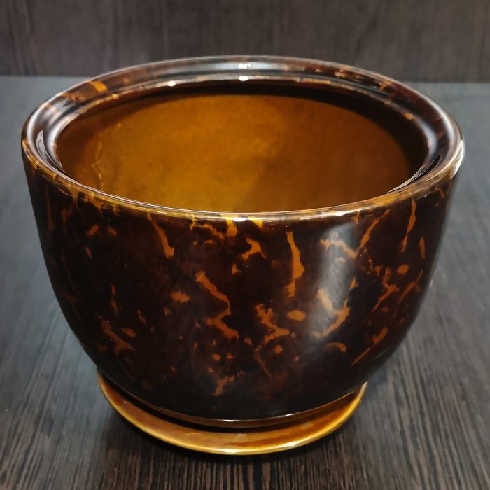 Керамический горшок с поддоном "Палитра №3", 1 сорт, коричневый. Котовская керамика.