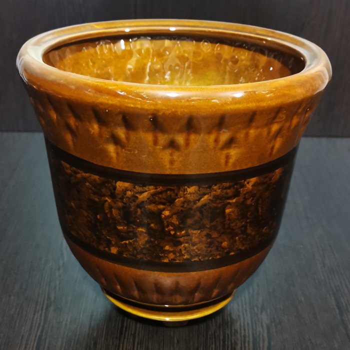 Керамический горшок с поддоном "Крит №3", 1 сорт, коричневый.
