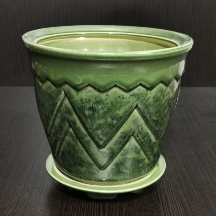 Керамический горшок с поддоном "Арго №2", 1 сорт, зеленый.