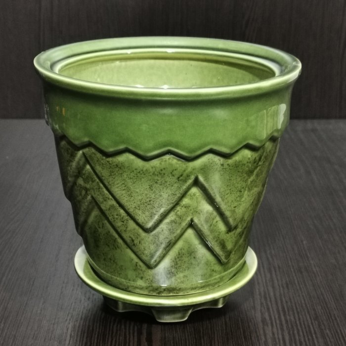 Керамический горшок с поддоном "Арго №3", 1 сорт, зеленый.