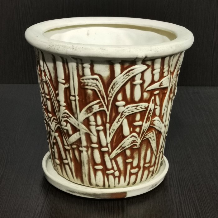 Керамический горшок с поддоном "Бамбуковая роща" 
