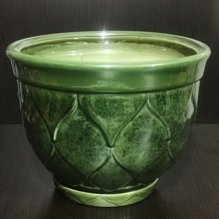Керамический горшок с поддоном "Кумир малый", 1 сорт, зеленый. Котовская керамика.