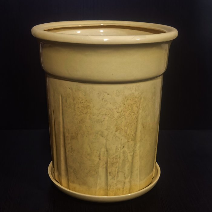 Керамический горшок с поддоном "Гардея", 1 сорт, бежевый. Котовская керамика