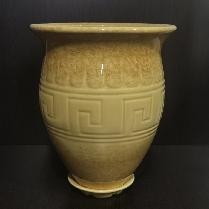 Керамический горшок с поддоном " Аттика малый", 1 сорт, бежевый. Котовская керамика.