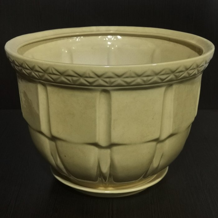 Керамический горшок с поддоном "Атлант №1", 1 сорт, бежевый. Котовская керамика.