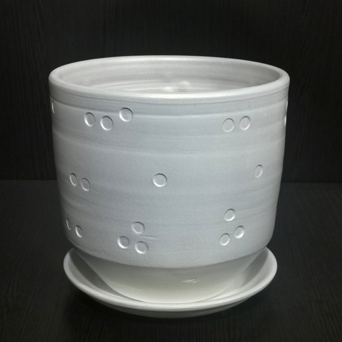 Керамический горшок с поддоном "Марго цилиндр белый", D-18 см. Арт.37-132.
