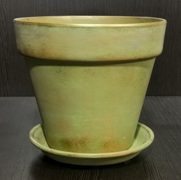 Керамический горшок "Конус терракот-зеленый", V-4,5 л. D-22 см. H-20 см. Сады Аурики.
