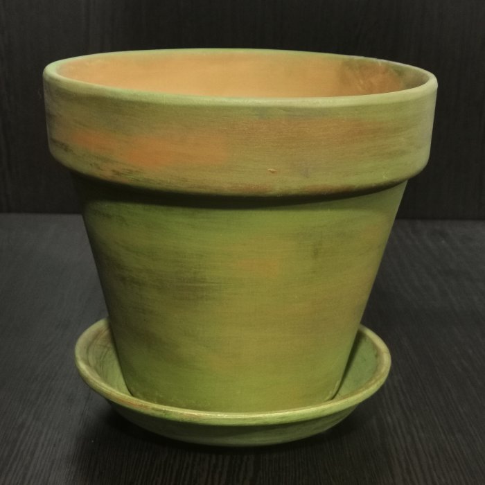 Керамический горшок "Конус терракот-зеленый", D-18 см. H-16,5 см. Сады Аурики.