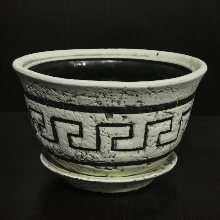 Керамический горшок с поддоном "Меандр №1", 1 сорт, интерьер. Котовская керамика.