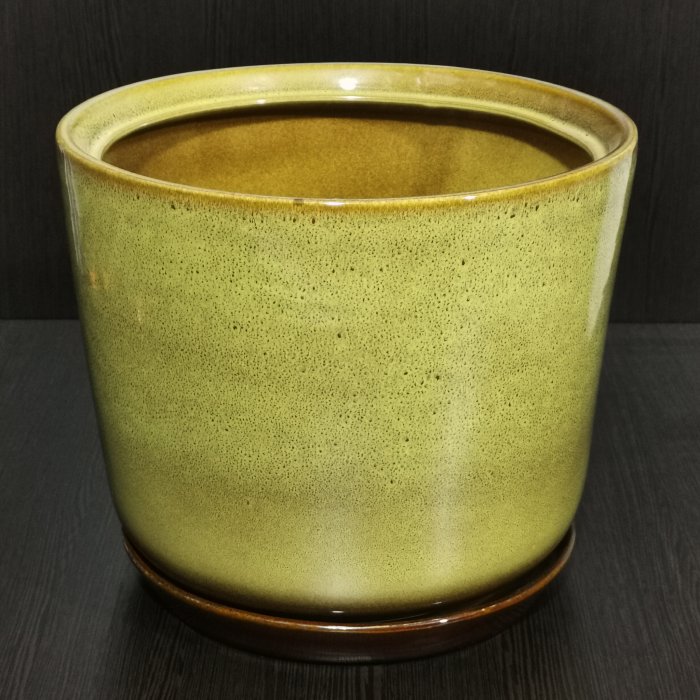 Керамический горшок с поддоном "Лира №1", 1 сорт, желтый люкс. Котовская керамика.