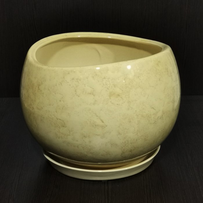 Керамический горшок с поддоном "Адель №1", 1 сорт, бежевый. Котовская керамика.