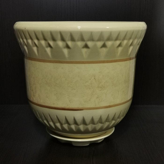 Керамический горшок с поддоном "Крит №1", 1 сорт, бежевый. Котовская керамика.