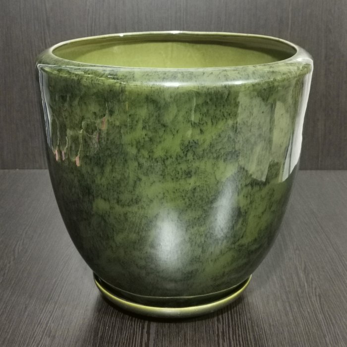 Керамический горшок с поддоном "Успех №1", 1 сорт, зеленый. Котовская керамика.